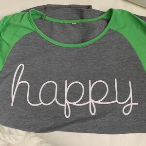 Happy - baseball tee, Medium